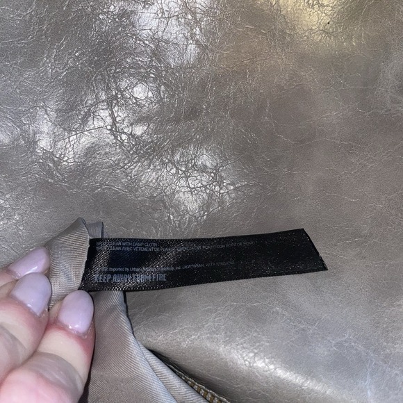 Anthropologie Vegan Leather Suede Crossbody Bag Purse Double Pouch Tan Gray - Picture 9 of 16